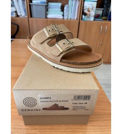 Sandali Hawaii Donna In Pelle Scamosciata Beige - Genuins DS25GN02 Con Platform 3 Cm